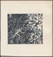 Frans Masereel (1889-1972): Tüntetők, fametszet, papír, jelzett a metszeten, 13x11 cm