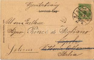 1901 Győr, Kisfaludy szobor. Címeres szecessziós litho keret. Rőszler Károly kiadása / Art Nouveau l...