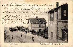 1909 Aba-Sárkeresztúr, vasútállomás, tehervonatok. Ladányi Ernő fényképész kiadása