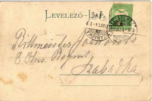 1907 Kecskemét, Rudolf laktanya. Komor Gyula kiadása, montázs katonákkal és lovakkal (EK)