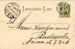 1905 Badacsony, szőlőhegy és villa. Montázs úri társasággal. Mérei Ignác kiadása 276. sz