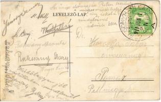 1911 Badacsony, Vígan élj és ne búsulj! Montázs boros hordókkal, szőlőkkel és gőzhajóval. Löwy B. ki...