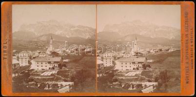 1895 Cortina, Dél-Tirol, Olaszország, sztereófotó, 8,5×17,5 cm / Cortina, South Tyrol, stereo photo