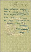 1947 1937-es útlevél 50 fillér illetékbélyeggel 1947-ben szabálytalanul kiállítva, a Magyar Királysá...