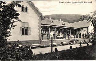 1910 Visegrád, Gizella-telep gyógyfürdő, Dr. Renner szanatóriuma, étterem terasz. Rigler rt. kiadása