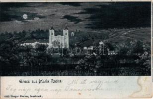 1903 Máriaradna, Radna; Kegytemplom holdfényben este. Gregor Fischer 4455. / pilgrimage church in moonlight at night (fl)