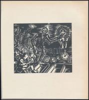 Frans Masereel (1889-1972): Tüntetők, fametszet, papír, jelzett a metszeten, 13x11 cm