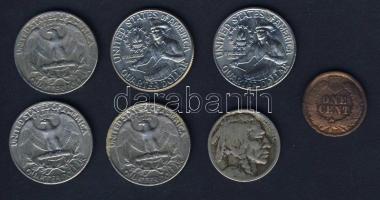 USA 1c "Indián" 1902; 5c "Bivaly" 1919; 1/4$ "Washington" 1967,1970,1972,1976,1976D T:2/3,3 ph.