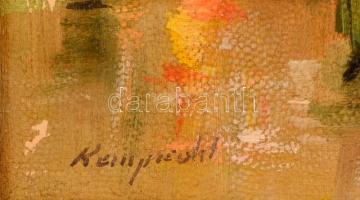 Reinprecht Károly (1903-?):Nagyvárosi forgatag. Olaj, vászon, jelzett, keretben, 24×32 cm