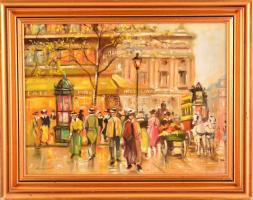 Reinprecht Károly (1903-?):Nagyvárosi forgatag. Olaj, vászon, jelzett, keretben, 24×32 cm