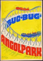 Pál György (1906-1986): Bug-Bug Angolparl. Hullámvasút reklámjának terve. Plakátterv (akvarell, papír) + 20x29 cm