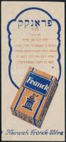 1910 Franck kávé héber nyelvű számolócédula