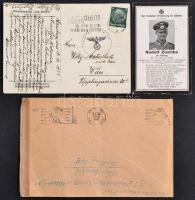 cca 1941 Kis vegyes német katonai tétel: halotti értesítő lap, levelezőlap, levél