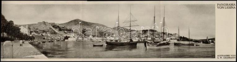 cca 1900 Lesina, Dalmácia, Hotel Elisabeth, képes ismertető füzet, kihajtható lesinai panorámaképpel...