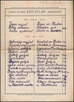 cca 1910 Pöstyén, Kása Lajos Hársfa vendéglő étlap  4p