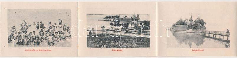 Keszthely, Gróf Festetics palota. Hegyi Dezső vasúti tőzsde kiadása. leporellolap belül Balatoni kép...