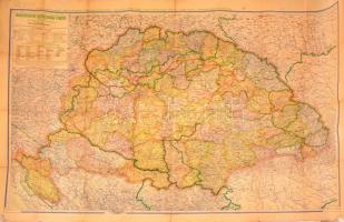 1942 Magyarország közigazgatási térképe 1918-ban az 1942-es határokkal. Tevr: Kogutowicz Manó 120x80 cm kis szakadásokkal