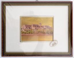 Budai Vár 24 karátos aranyozott dísz kép keretben. 26x20 cm, Bontatlan