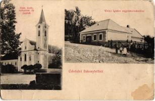 Bakonybél, Római katolikus templom és paplak, Weisz Ignác vegyeskereskedése és saját kiadása (kopott sarkak / worn corners)