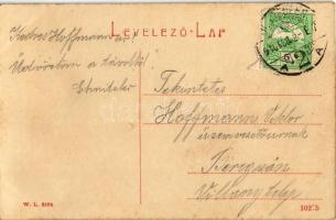 1910 Hajdúböszörmény, Bocska tér és szobor, piac árusokkal, Szabó Ferenc könyvnyomdája. W.L. 2104