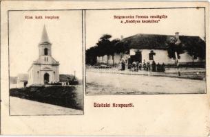 1914 Kerepes, Római katolikus templom, Szignarovics Ferenc vendéglője a "Kedélyes kecskéhez" (EB)