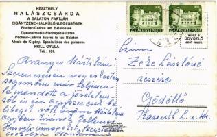 Keszthely, Prill Gyula Halászcsárdája, terasz a Balaton partján