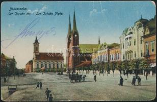 1922 Az FTC labdarúgó csapatának képeslapja Békéscsabáról, a csapat tagjainak aláírásával, Hungler I...