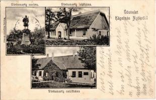 1904 Kápolnásnyék, Vörösmarty szobor, lakóház és szülőháza. Wessely Zsigmond kiadása