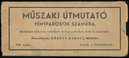 cca 1930 Műszaki útmutató (mechanikus táblázat) fémiparosok számára. 21x10 cm