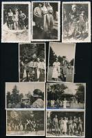 1933 Életképek a gödöllői jamboree-ról: különféle országok cserkészei (Líbia, Dánia, stb.), összesen 9 db fotó, hátuljukon feliratozva, különböző méretben / Nine photographs of the Jamboree held at Gödöllő, Hungary in 1933, with notes on their backs