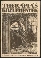 1929 a Therápiás Közlemények 1. évf. 1-2. lapszáma, érdekes írásokkal, kissé sérült papírkötésben