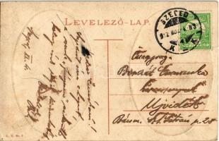 1912 Szeged, Erzsébet szobor, Ungár máyer palota (apró szakadás / tin ytear)