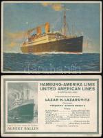 4 db hajó reklám: Cunard Line, White Star Line SS. Majestic, Bremen, Hamburg-Amerika Line. / 4 ship ...