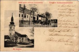 1907 Szalkszentmárton, Református templom, Petőfi egykori lakóháza emléktáblával. Führer László kiadása (EK)