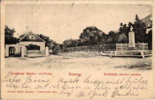 1902 Sümeg, Kisfaludy Sándor szülőháza és szobra. Horvát Gábor kiadása (EK)