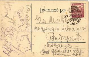 1923 Békéscsaba, Grand Hotel Fiume Nagy Szálloda reklámlapja, kávéház, télikert, háló szalon, vestib...