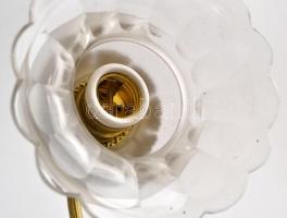 Aranyozott réz falikar párban, maratott csiszolt kristály burákkal, apró karcolásokkal, 26×22 cm (2×...