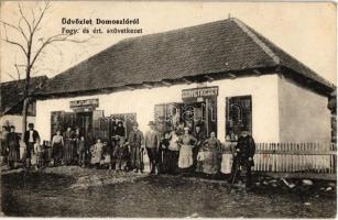 1925 Domoszló, Fogyasztási és Értékesítési Szövetkezet üzlete, Korlát Antal italmérése, kocsmája (EK)