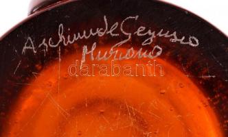 Archimede Seguso: Fújt díszváza, plasztikus rátétekkel, több rétegű, hibátlan, m:26,5 cm