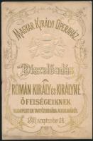 1897 Az Operaházban a román király és királyné látogatása alkalmából rendezett díszelőadás részletes műsora