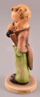 Goebel/Hummel telefonáló kisfiú, kézzel festett kerámia, jelzett, apró kopás nyomokkal, m:15,5 cm
