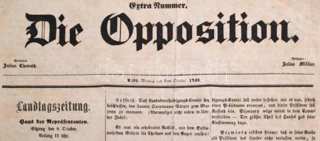 1848 a Die Opposition radikális bulvárlap október 9-i különszáma, érdekes aktuális hírekkel, német n...