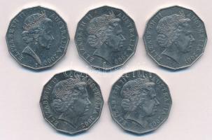 Ausztrália 2000-2003. 50c Cu-Ni (5xklf) T:1-,2 peremhiba
Australia 2000-2003. 50 Cents Cu-Ni (5xdif...