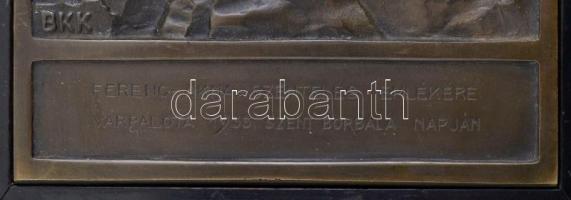 1935 Bóna Kovács Károly (1897-1970): Ferenc-Akna-Szentelés emlékére, Várpalota, bányász bronz plaket...