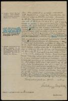 1944-1945 Szalatnay József (1915-1994) festő, tartalékos hadnagy 1945-ös igazoló nyilatkozata és hoz...