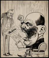 1911 Az új koalíció - Gáspár Antal (1889-1959) festőművész által készített karikatúra, jelzett, 30×25 cm