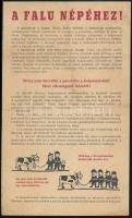 1953 A falu népéhez! A Nemzeti Ellenállási Mozgalom kétoldalas szórólapja, jó állapotban, 20x12 cm
