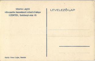 Szentes, Vrana Lajos villanyerőre berendezett műszövő telepe és saját kiadása, belső. Széchenyi utca...