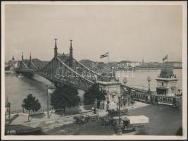 cca 1930 Budapesti Ferenc József híd (Szabadság híd), hátoldalon feliratozott fotó, 17,5×23,5 cm