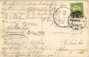 1910 Miskolc, Pannónia kávéház, belső pincérekkel. Kiadja Ferenczi B